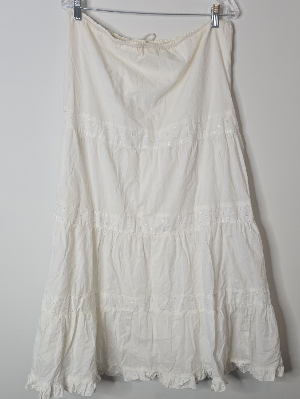 Vintage Bohemian White Tiered Eyelet Maxi Skirt - Picture 6 of 6